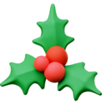 A green holly leaf adorned with bright red berries