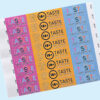 A set of full colour wristbands for a tasting event, featuring custom designs from The Wristband Co.